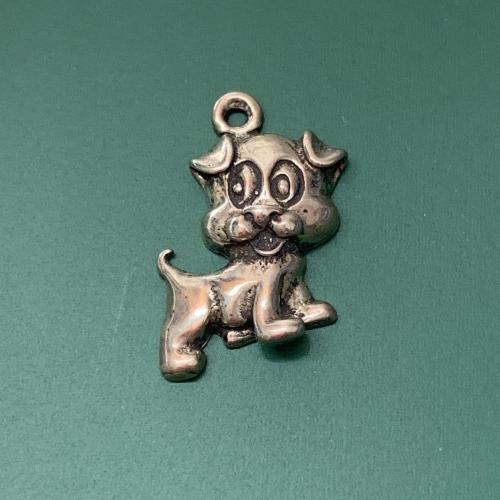Comic Puppy Sterling Silver Jewelry Charm #dog #child #puppy
